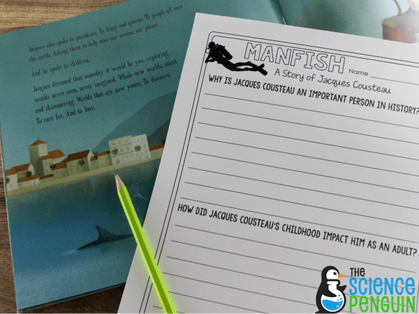 Manfish-- Jacques Cousteau picture book and printables