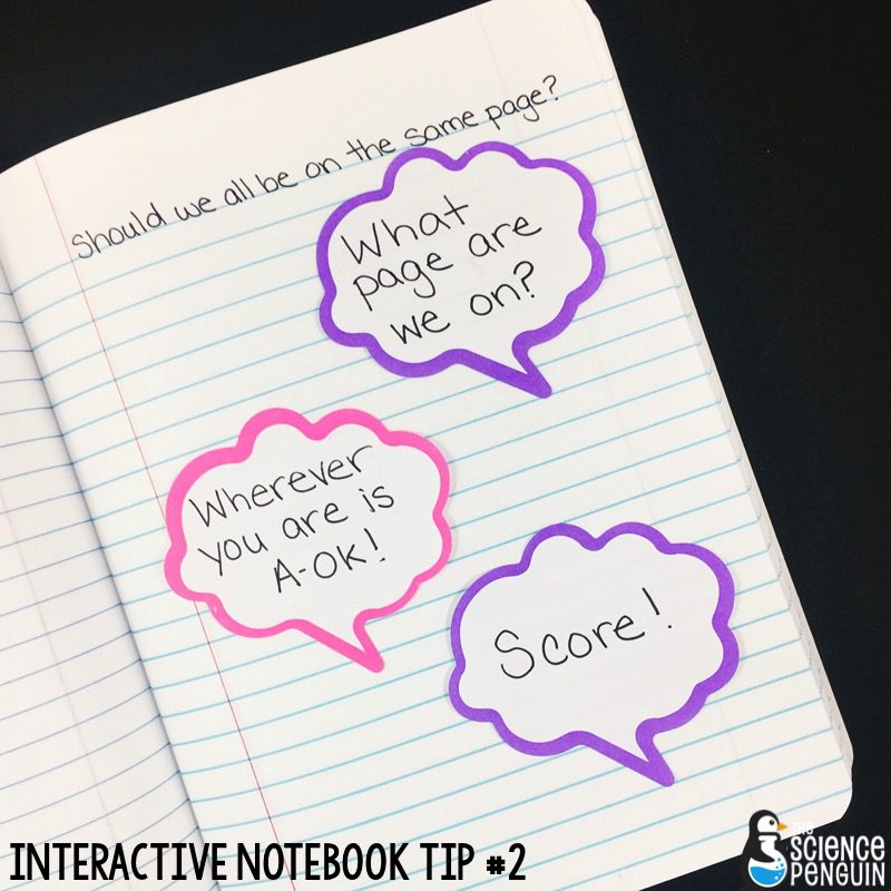 Interactive Science Notebook Tips: Work through the notebook at your own pace