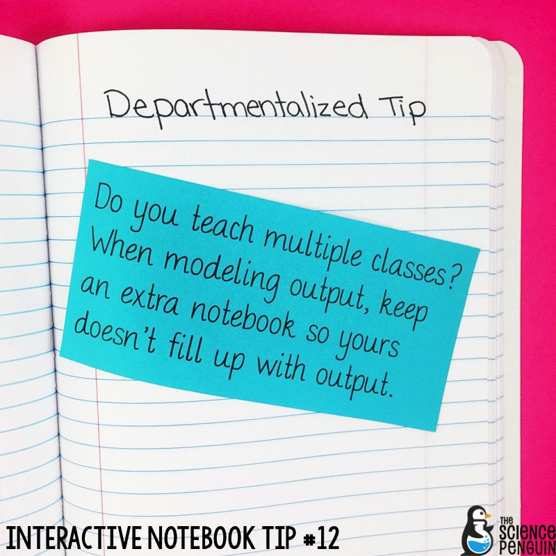 Interactive Science Notebook Tips: Departmentalized Tip