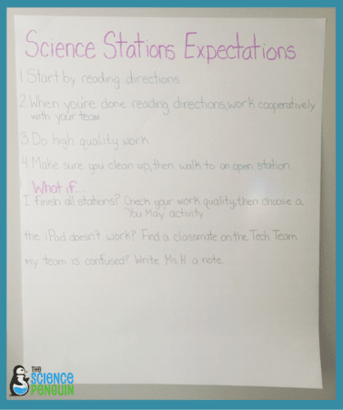 Science Stations Expectations Anchor Chart