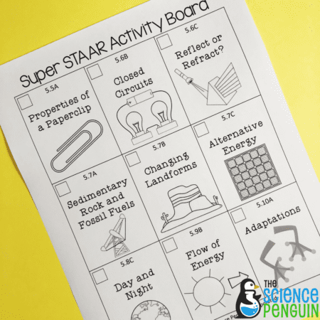 5th Grade Science STAAR Activity Board