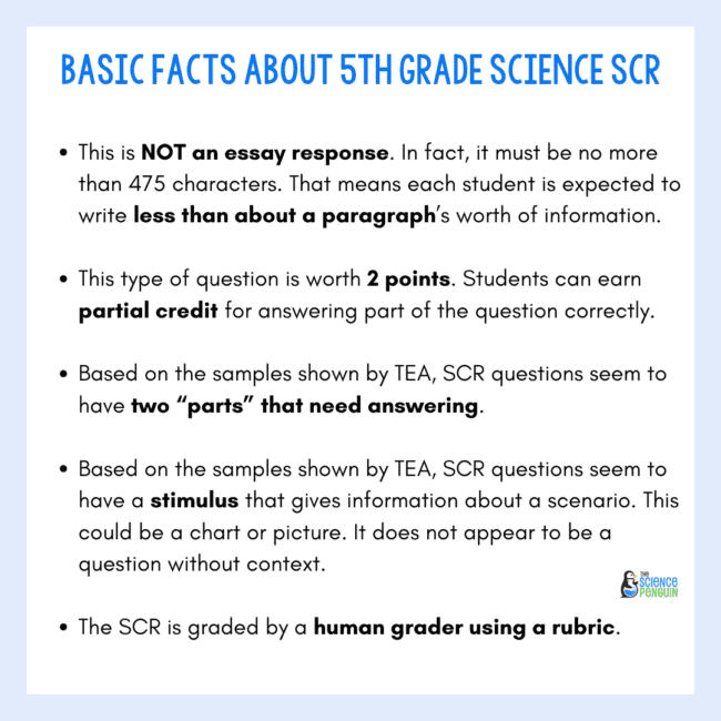 About 5th Grade Science STAAR SCR